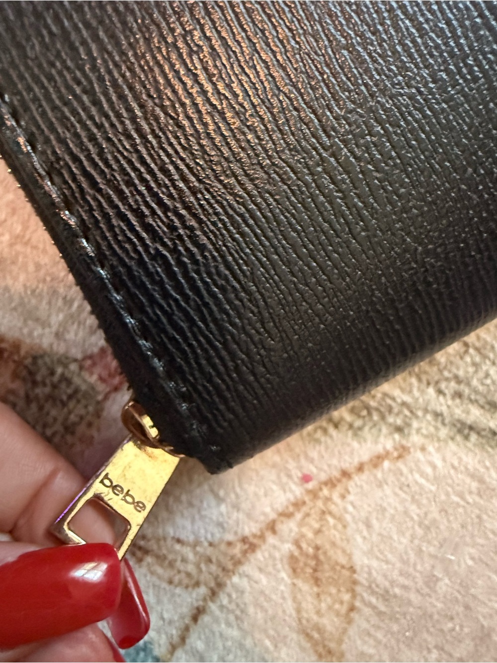 bebe Black Structured Tote with Matching Wallet and Gold Accents - Picture 12 of 15